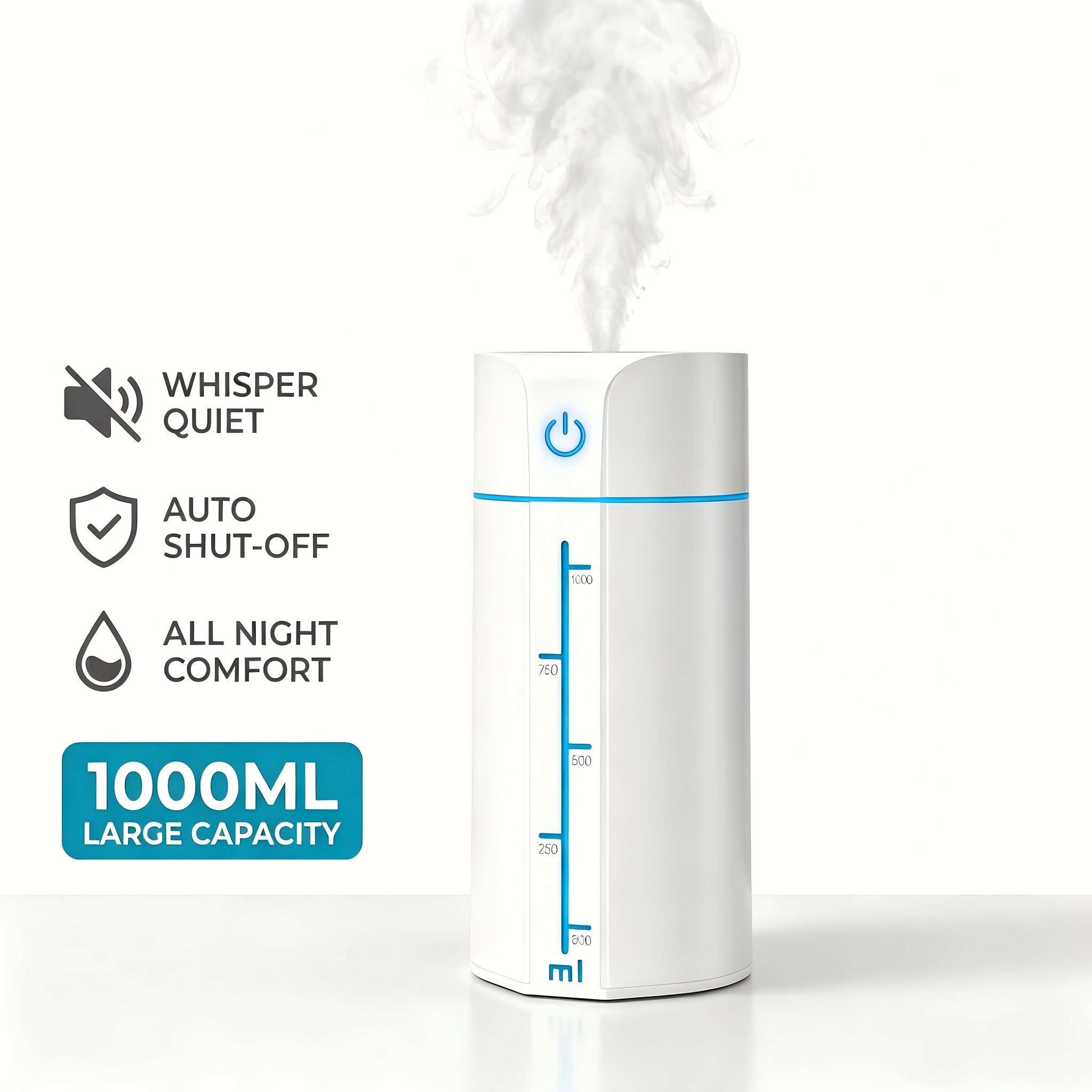 TEMU High-capacity Air Humidifier, Suitable For Homes, Bedrooms, And Offices; Portable Design; High Mist Output; Desktop Ultrasonic Humidifier; Dual