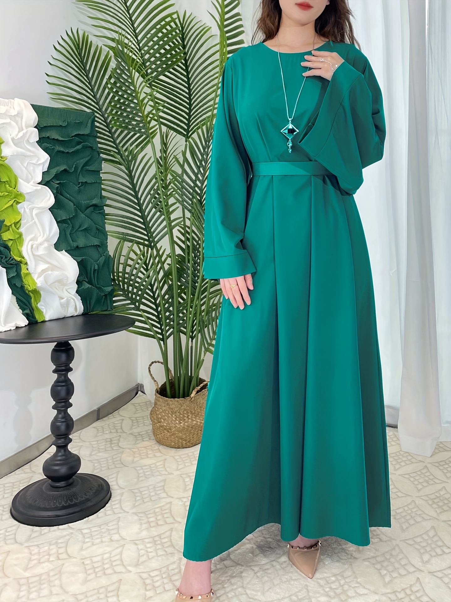 green flared sleeve dress Ever-Pretty Amber Bloom Floor Length Evening Dress with Cold Shoulder Sleeves Occasion Dress