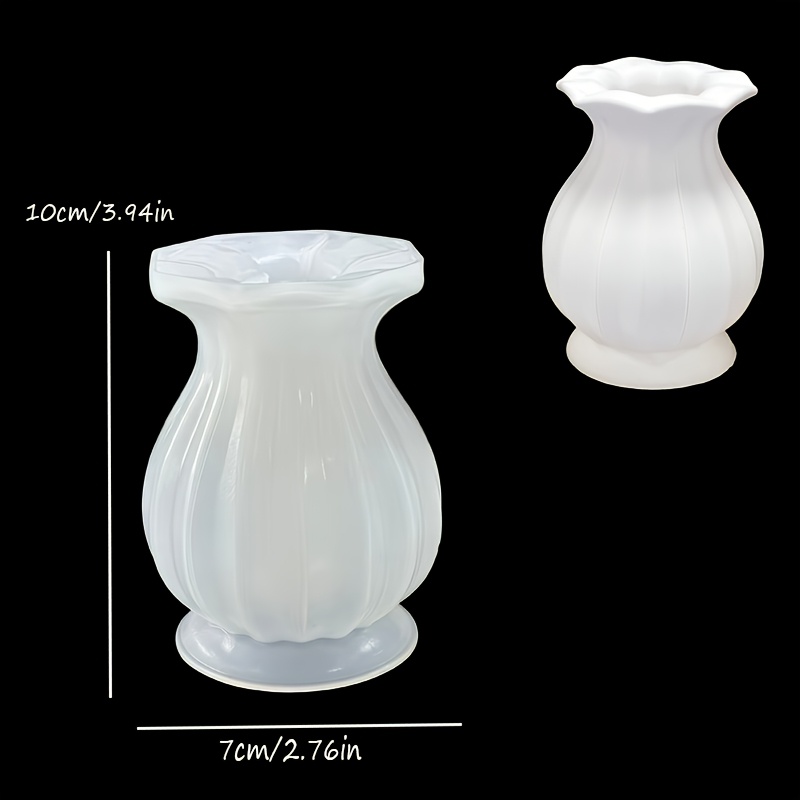 TEMU High-tensile-strength Soft Silicone Mini Vertical-striped Vase Mold Reusable And Easy To Demold. Suitable For Resin, Plaster, And Cement. Diy