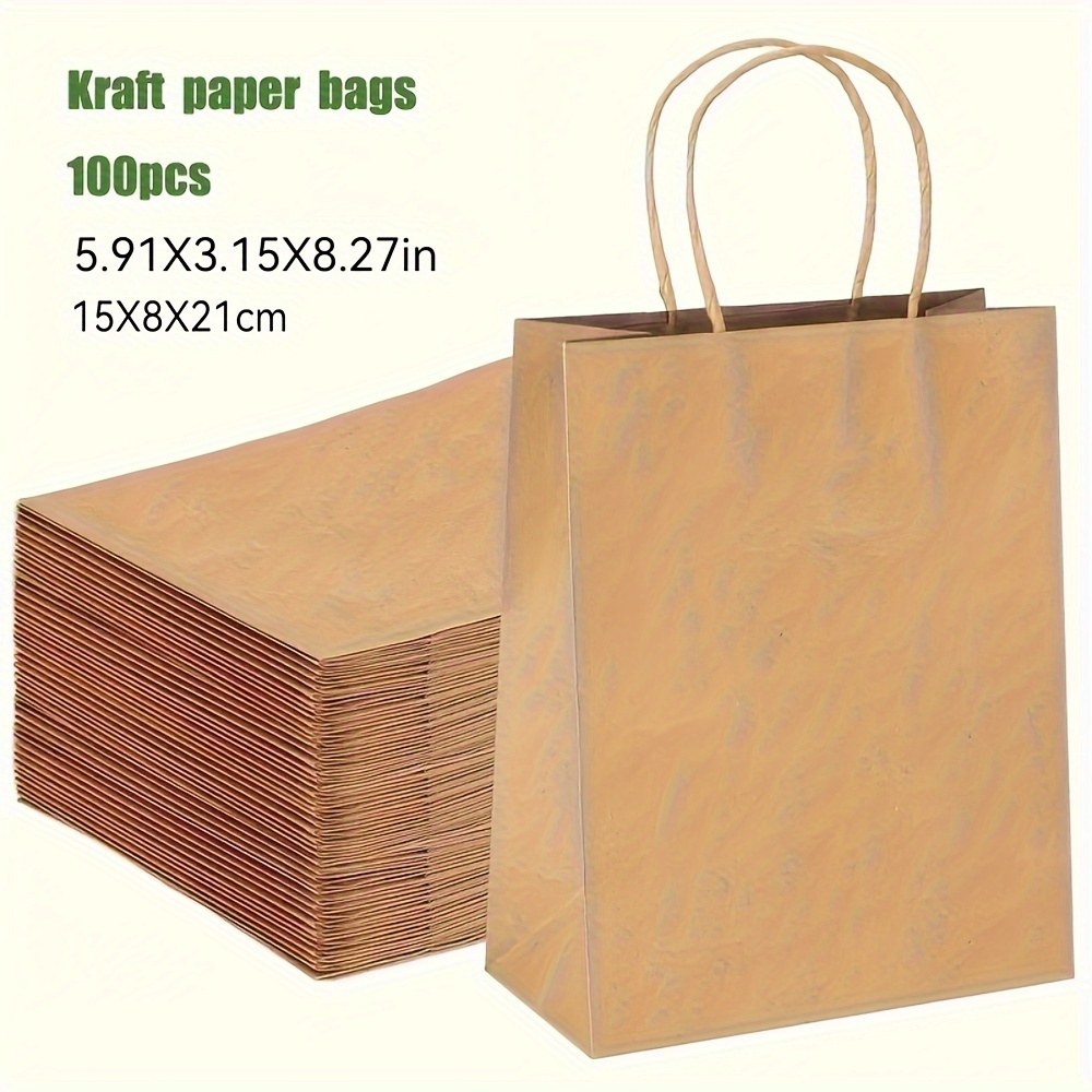 

50/100pcs 5.91*3.15*8.27in Kraft Bag , Business Bag, Bag, Kraft Bag, Christmas Bag, Diy, Thanksgiving Bag, And For Storage