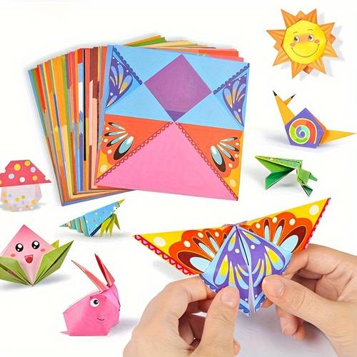 origami pretpakket, met leidraadboek, 54 vellen papier, diy kunst- en knutselprojecten, knutseltraining voor beginners