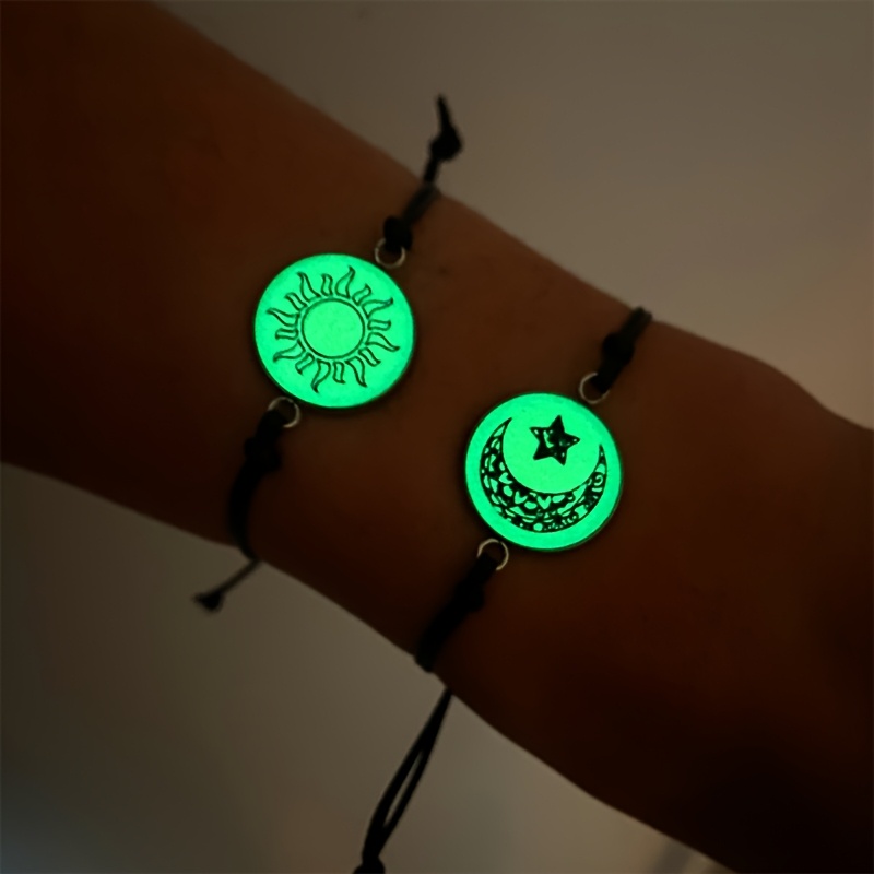 E-shop 2er-Set Leuchtende Handgefertigte Armbandset Sonne, für Paare – Glühendes Schmuckgeschenk zum Ramadan oder Vatertag als Kombination für im Nahen