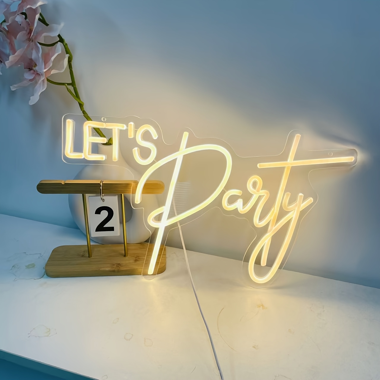 Image of Fomzze " Party" Dimmable Led Neon Sign - Warm White Wall Light Suitable For Celebrations And Room Decoration (birthday, Bachelorette, Engagement, Living Room, Gamer), Christmas Gathering