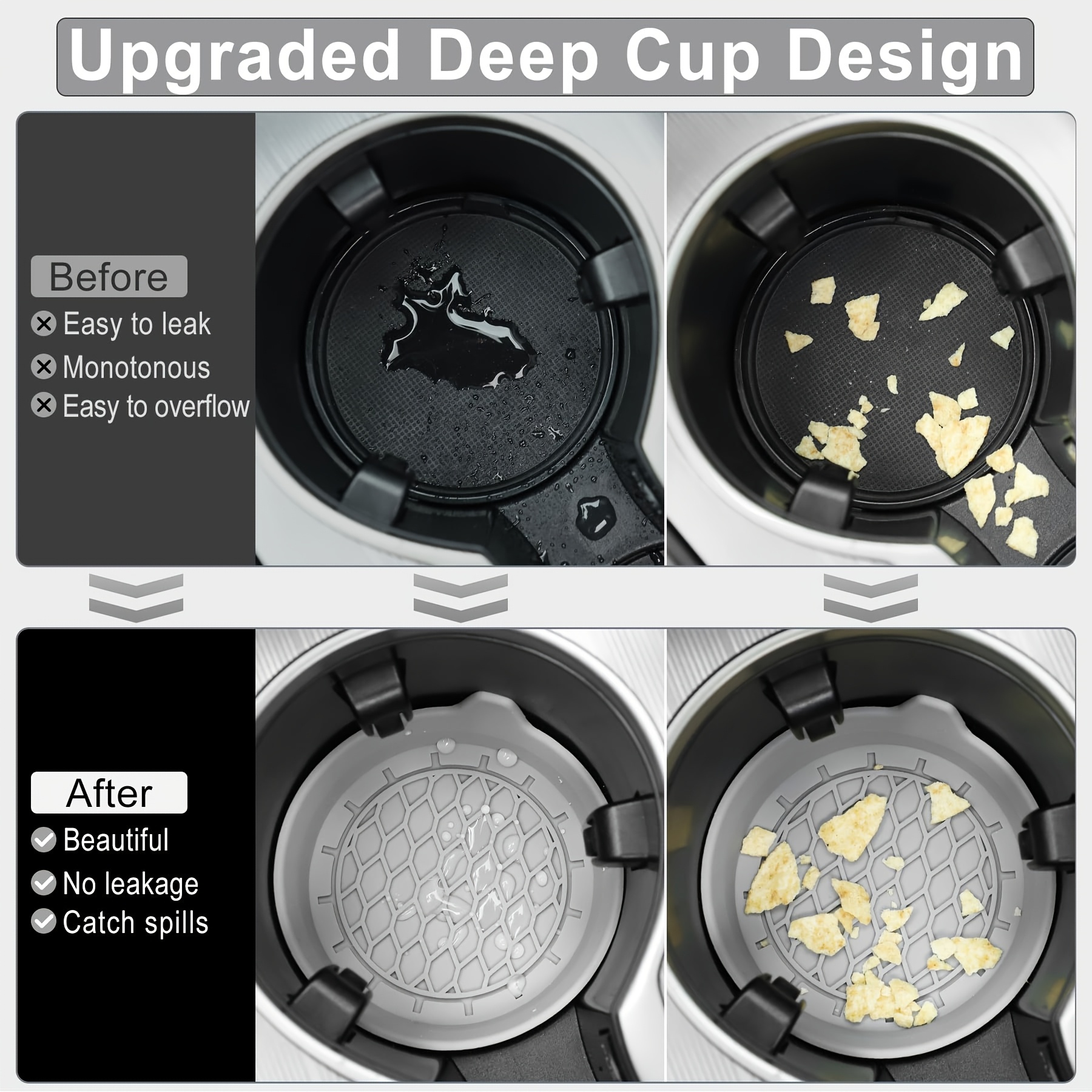 car cup holder coaster silicone cup holder insert universal non slip cup holders car accessories interior for women and man 4 pack gray Product details 3