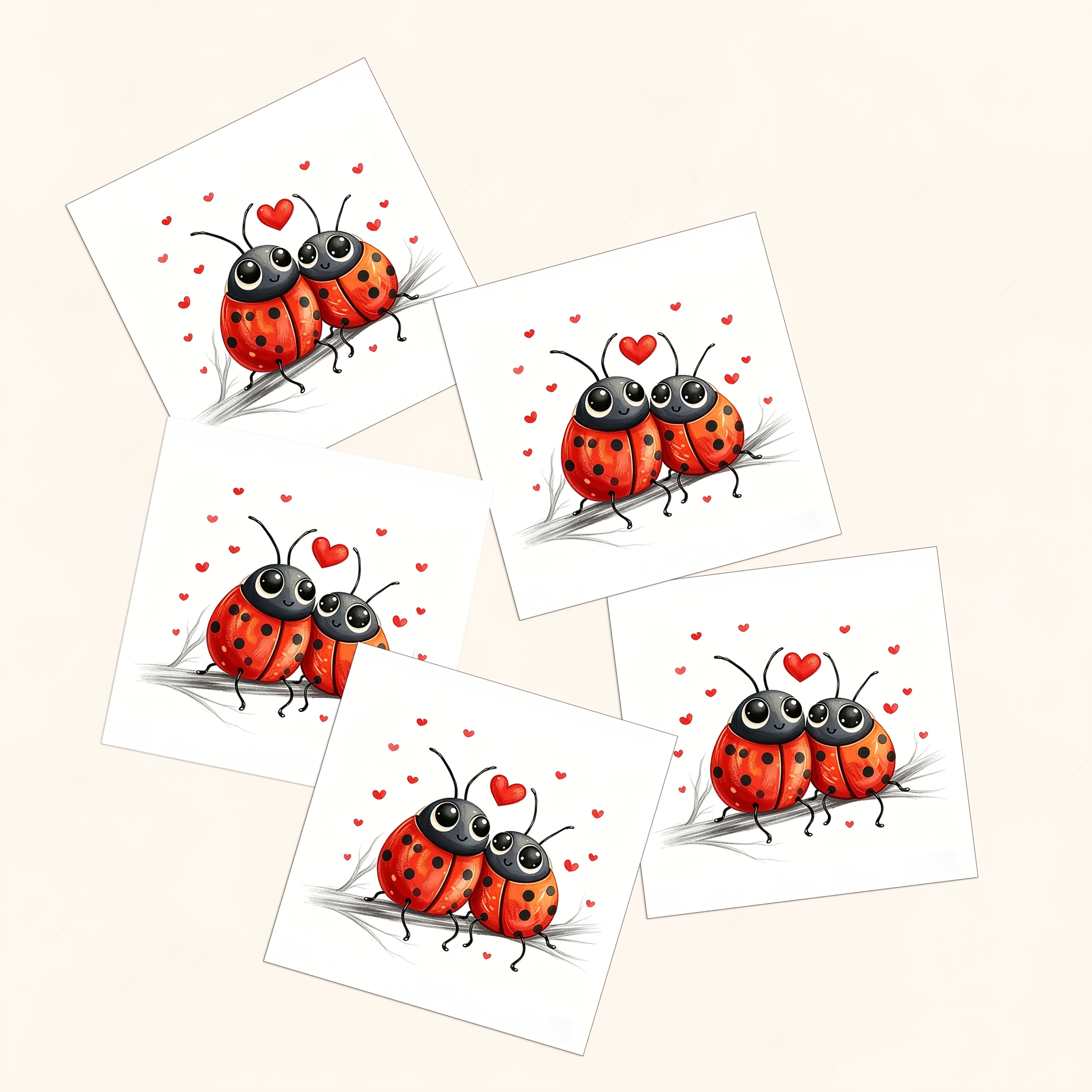 TEMU 5pcs Cute Halloween Couple Ladybug Temporary Tattoo Stickers, Ladybug Temporary Tattoo Stickers, Waterproof Long-lasting Body Art Stickers,