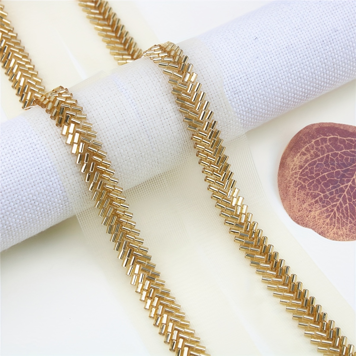 Image of 1pc Of Mesh Sequin Bead Embroidery Heavy-duty Lace, In Multiple Colors, For Wedding Dress And Gown Decoration