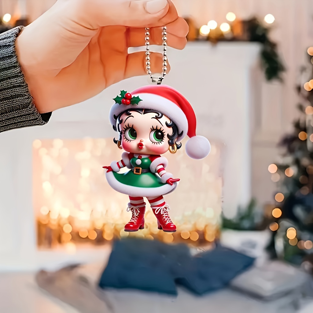 

1pc Christmas Doll 2d Pendant , For , , Bag & Keychain ,