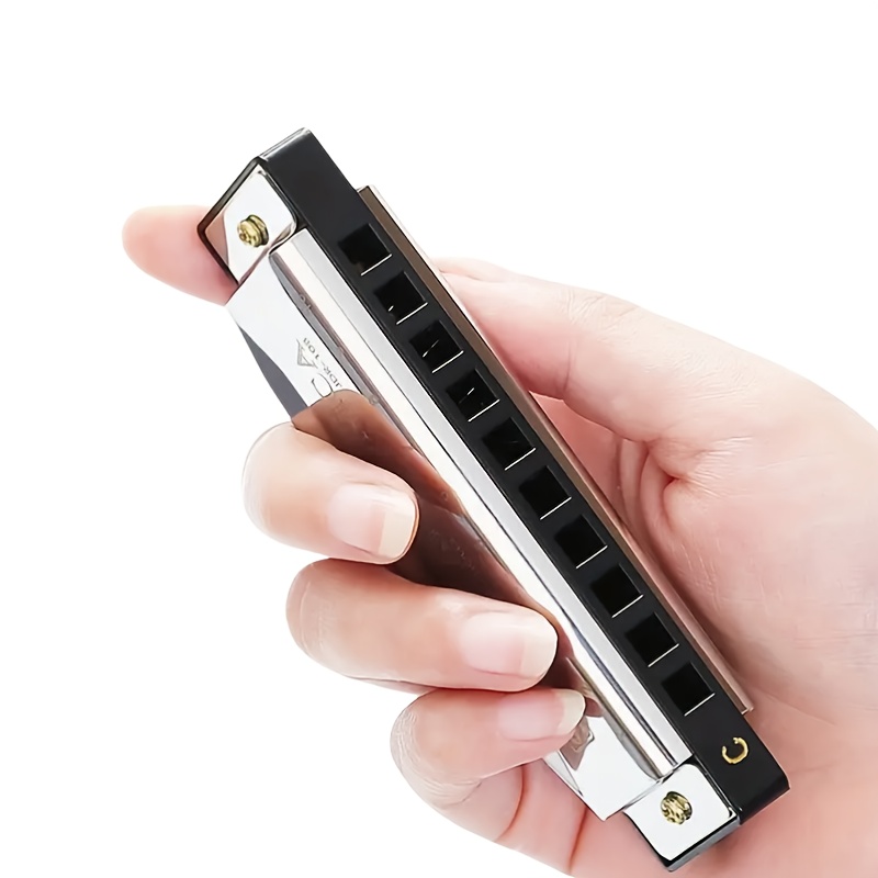 1pc premium c tone 10 hole harmonica polished   durable hard shell ideal for beginners students pros great gift         build musical instrument music enthusiasts portable instrument sturdy construction professional musicians 1
