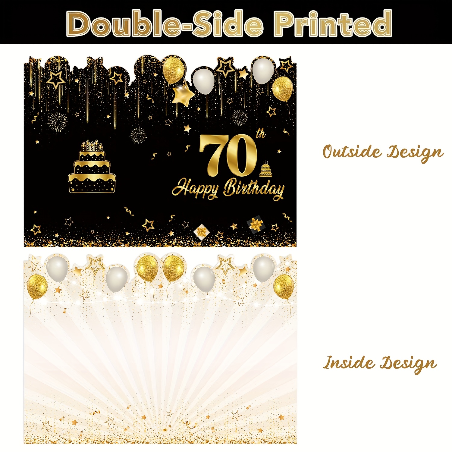 Image of Black Golden 50 Year Old Half Fold Greeting Card Birthday Decoration Gift Signature Greeting Gift Message Birthday Holiday Supplies