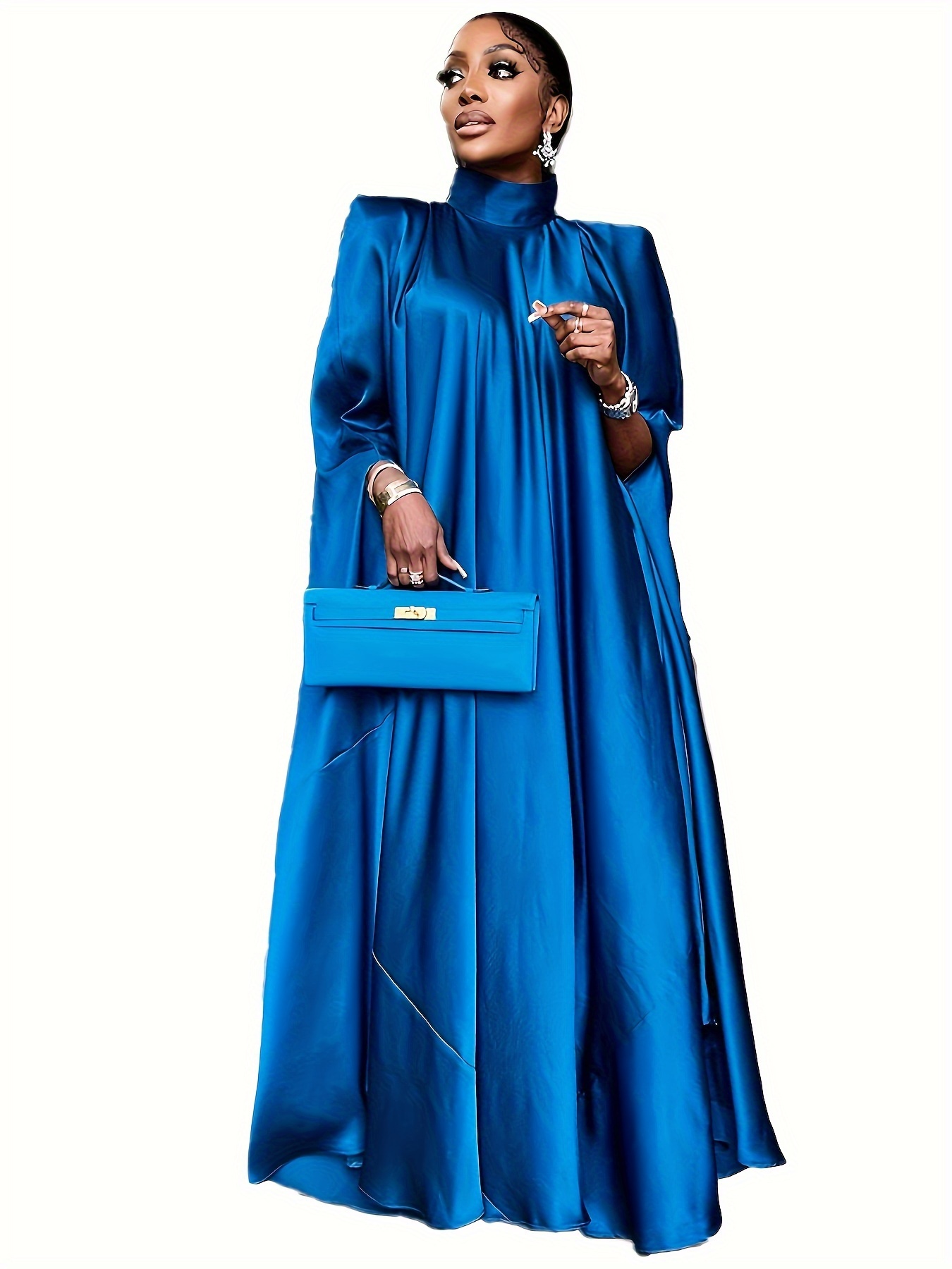 elegant middle eastern inspired satin a line dress women