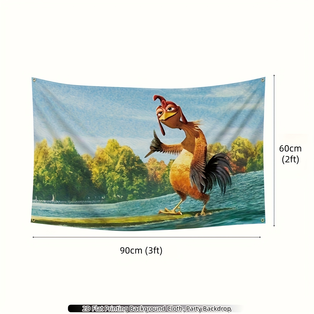 TEMU 1pc Surf Flag, With A Cartoon Design, Available In Multiple Sizes, Made Of Sturdy Polyester, Perforated, Single-sided Printing, Decorating Your
