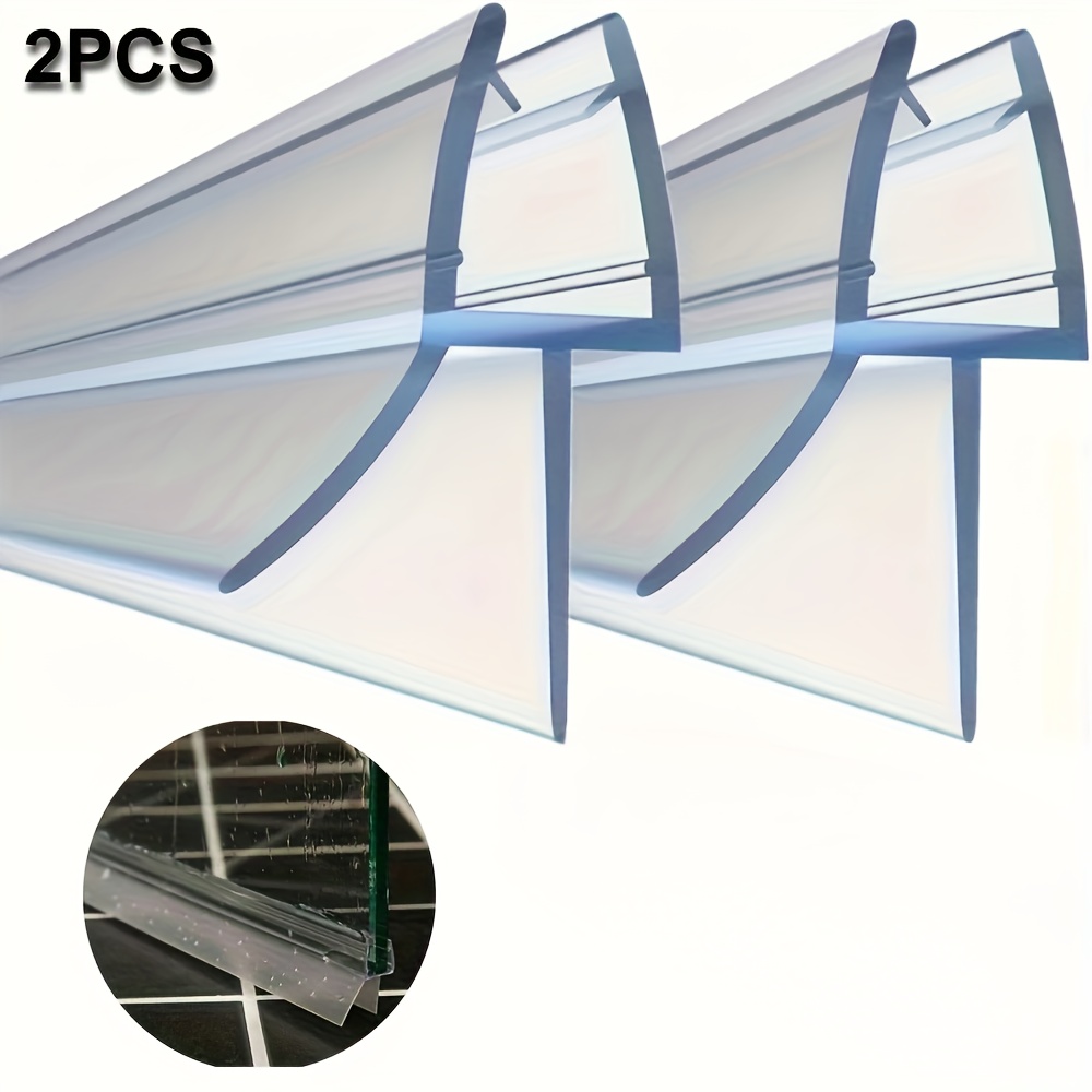 Image of 2pcs Shower Door Bottom Seals, Length 50cm, Shower Seals For 4mm/5mm/6mm Glass Thickness Shower Doors, Waterproof, Noise Cancellation, Anti-vibration Protection, Plastic