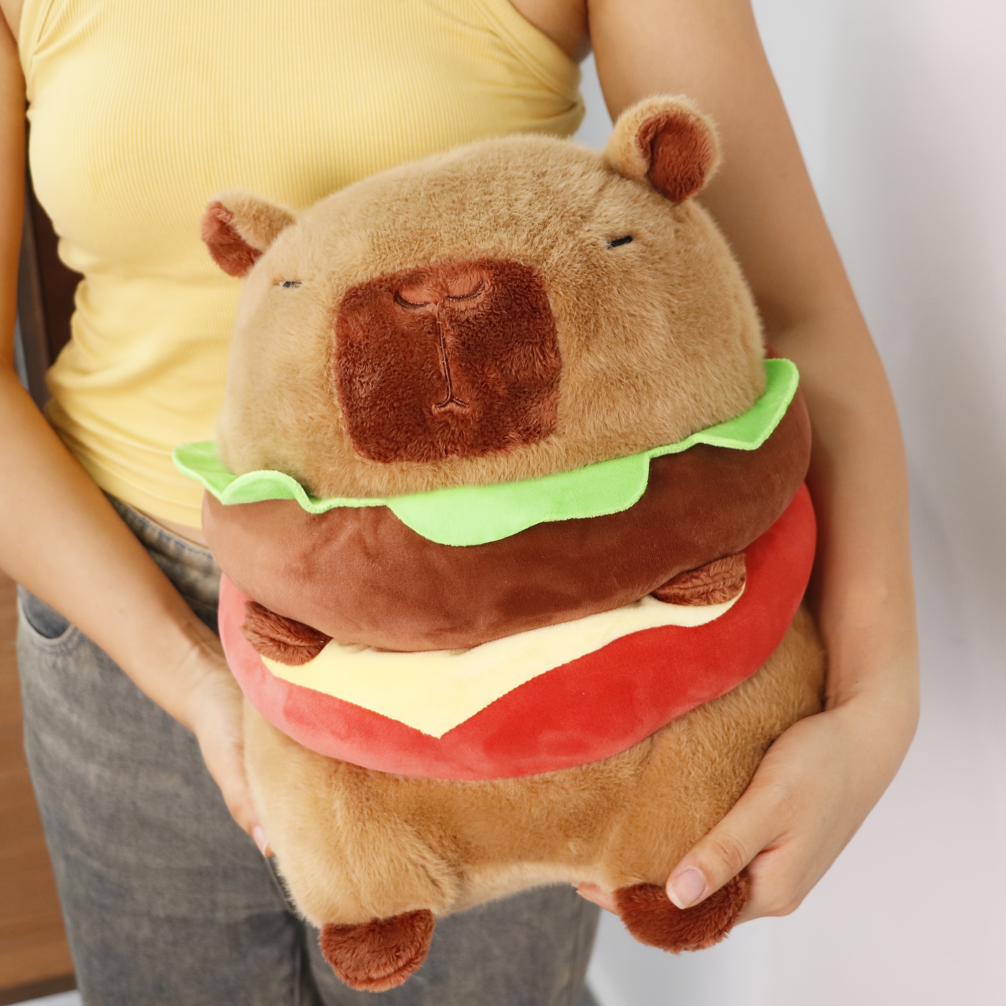 

Cute Capybara Plush Toy Doll Home Decoration Ornaments Doll Plush Toy Hamburger Capybara Pillow Creative Holiday Gift