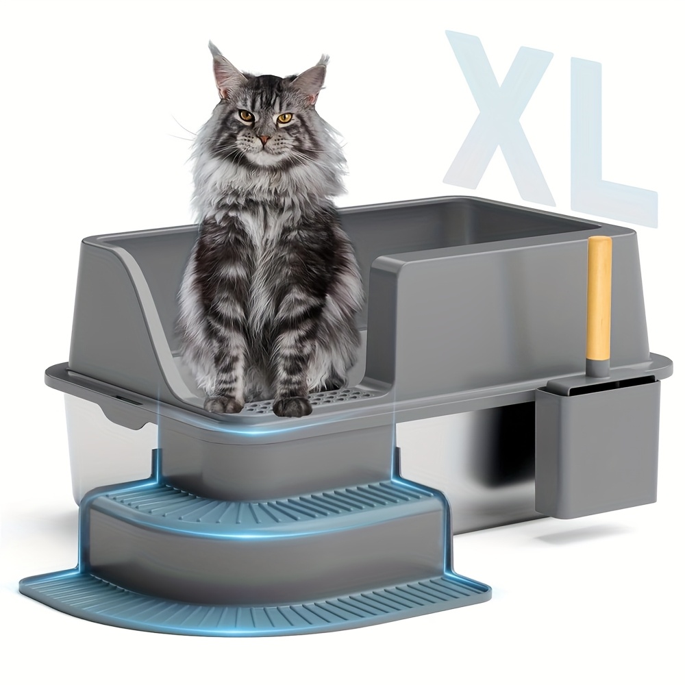 

Extra Large Stainless Steel With Lid - Xl Size, High-sided, Anti-leak & Easy , Includes - Ideal For Multiple Cats & Large Homes