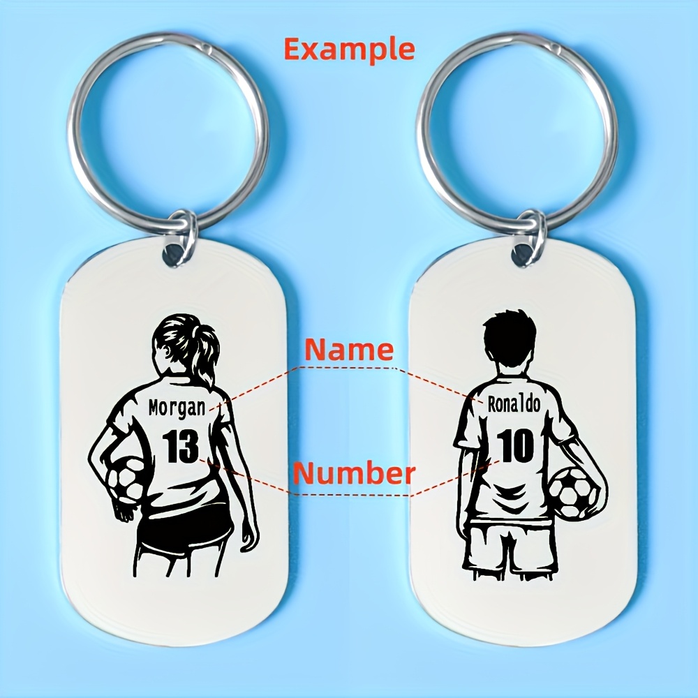 

Customizable Stainless Steel Soccer Keychain - Personalize With Name & Number, Sporty Oval Design For Athletes, Clubs & Students - Perfect Birthday Gift For Football Fans