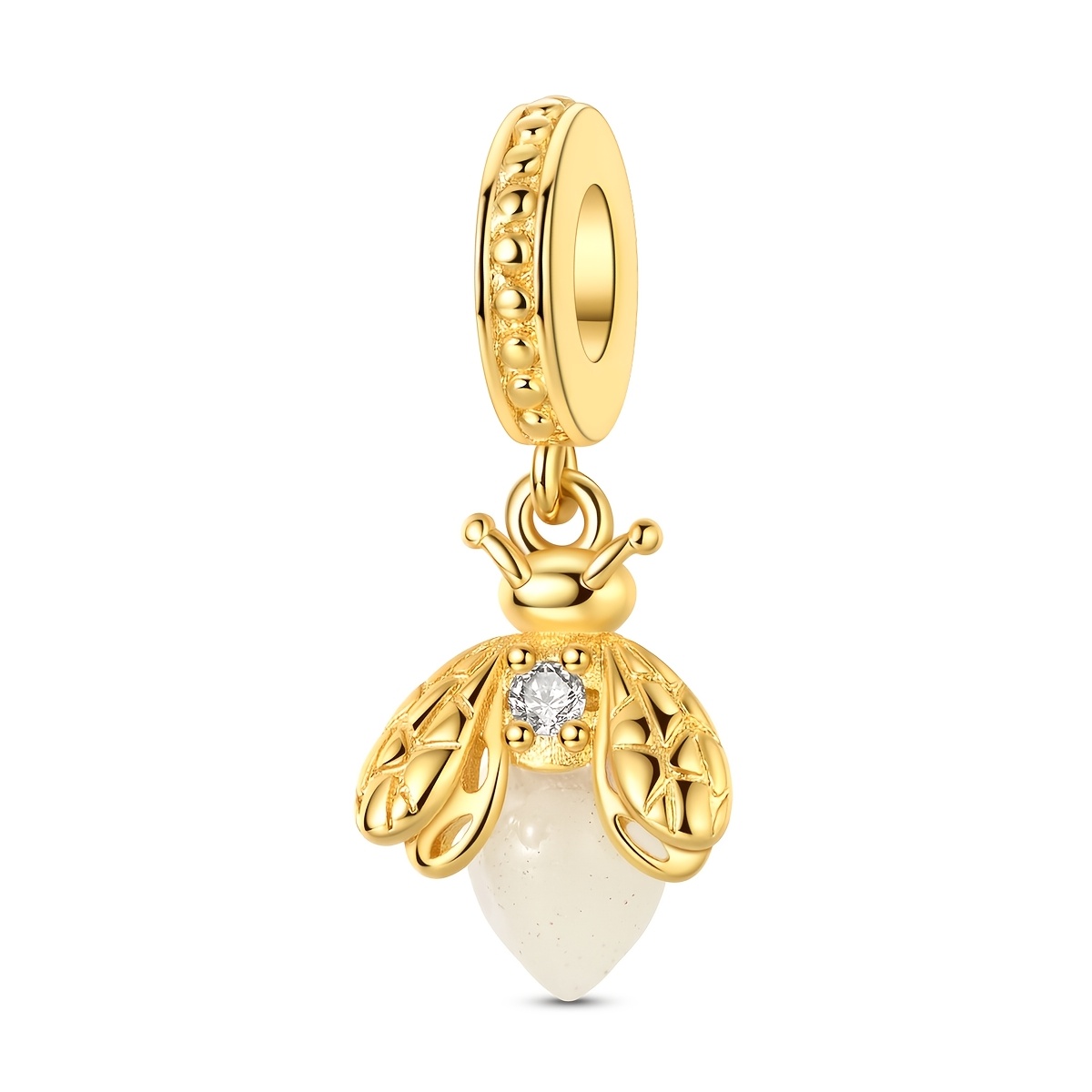 TEMU 1pc Silvery Color Beads For Women Golden Color Plating Firefly Charmsfits Original Bracelet & Necklace Making