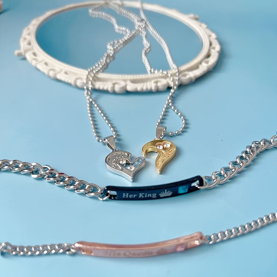 -to-heart Lovers' Four-piece Set. With Hearts , The Chains Link Up An . Love Will Be , Locks Up Moments.