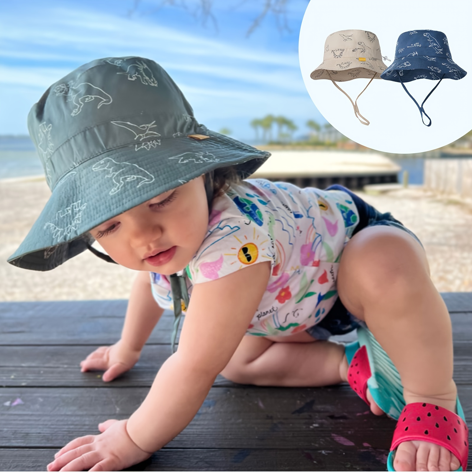 Baby Sun Hat for Boy Girl Toddler Summer Bucket Hats Kids UPF 50 Sun Protection Beach Hat,Temu