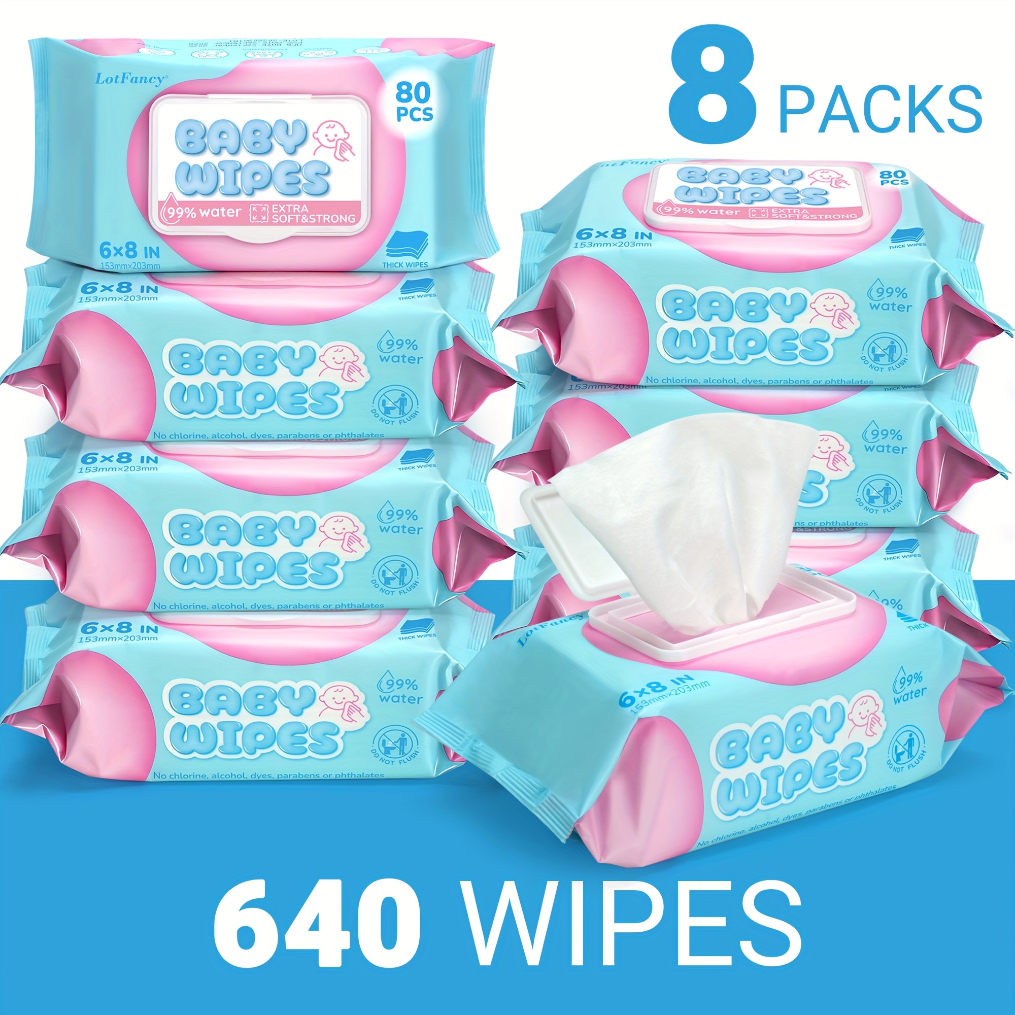 TEMU 1/3/4/6/8 Pack Baby Wet Wipes For Infant Toddler, 99% Edi No Fluorescent Additives For Sensitive Newborn Baby Face Hand & Mouth Kids Cleaning
