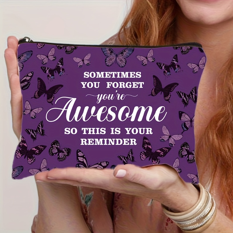 Temu – TEMU 1 Purple Makeup Bag, A Purple Gift Makeup Bag, Purple Women’s Gift Accessory, Zippered Makeup Bag, Travel Makeup Bag, Suitable For Travel,