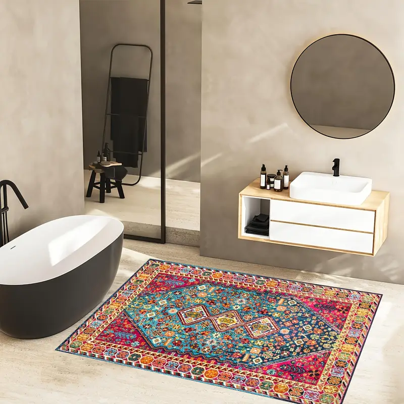 ultra soft persian print area rug non slip machine washable for living room bedroom decor 1030g m thickness Product details 4