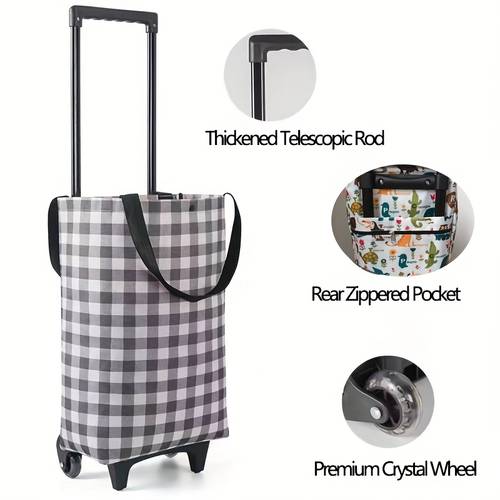 large capacity folding outdoor portable bag for supermarket shopping oxford cloth trolley with small pull cart and load bearing 40