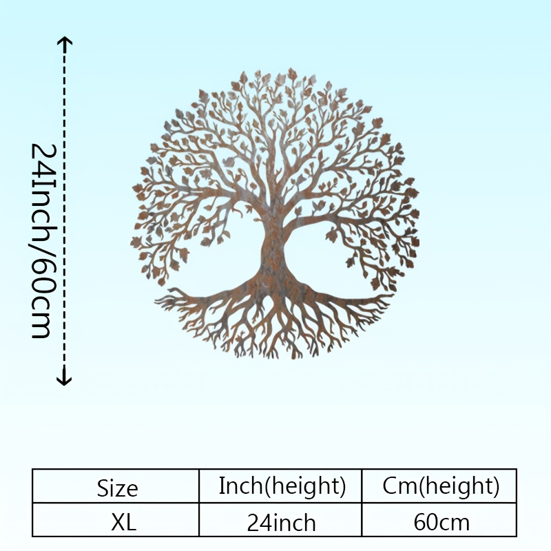TEMU 【2d Flat】 [2d Flat] 1pc Vintage Oak Tree Wall Decoration Made Of Sturdy Iron, Featuring High-quality Engravings And A Rustic End, Suitable For ,