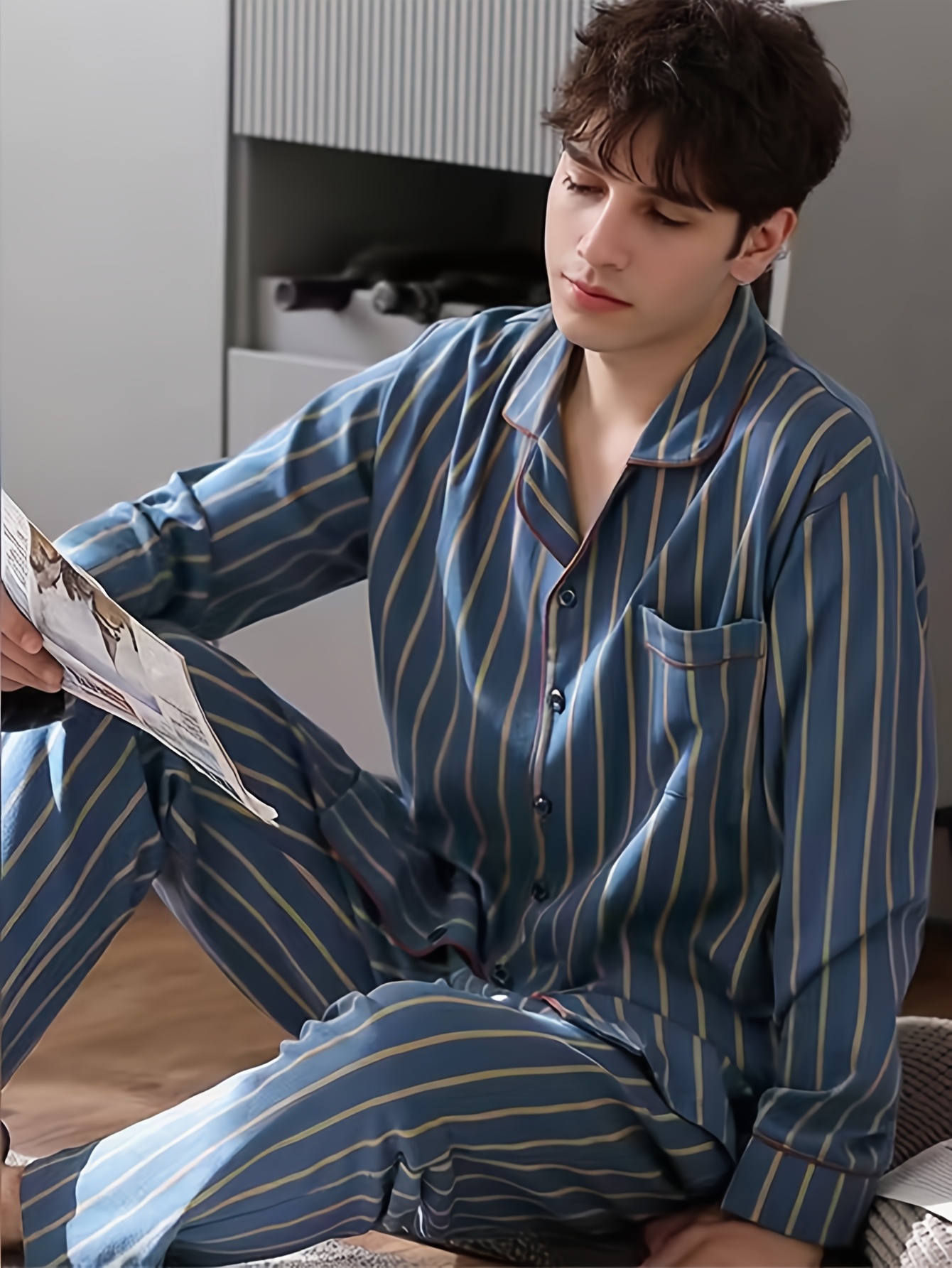2pcs loungewear set long sleeve pajama pants   sleepwear set top with pocket long pants comfortable casual pajamas suitable for wearing outside