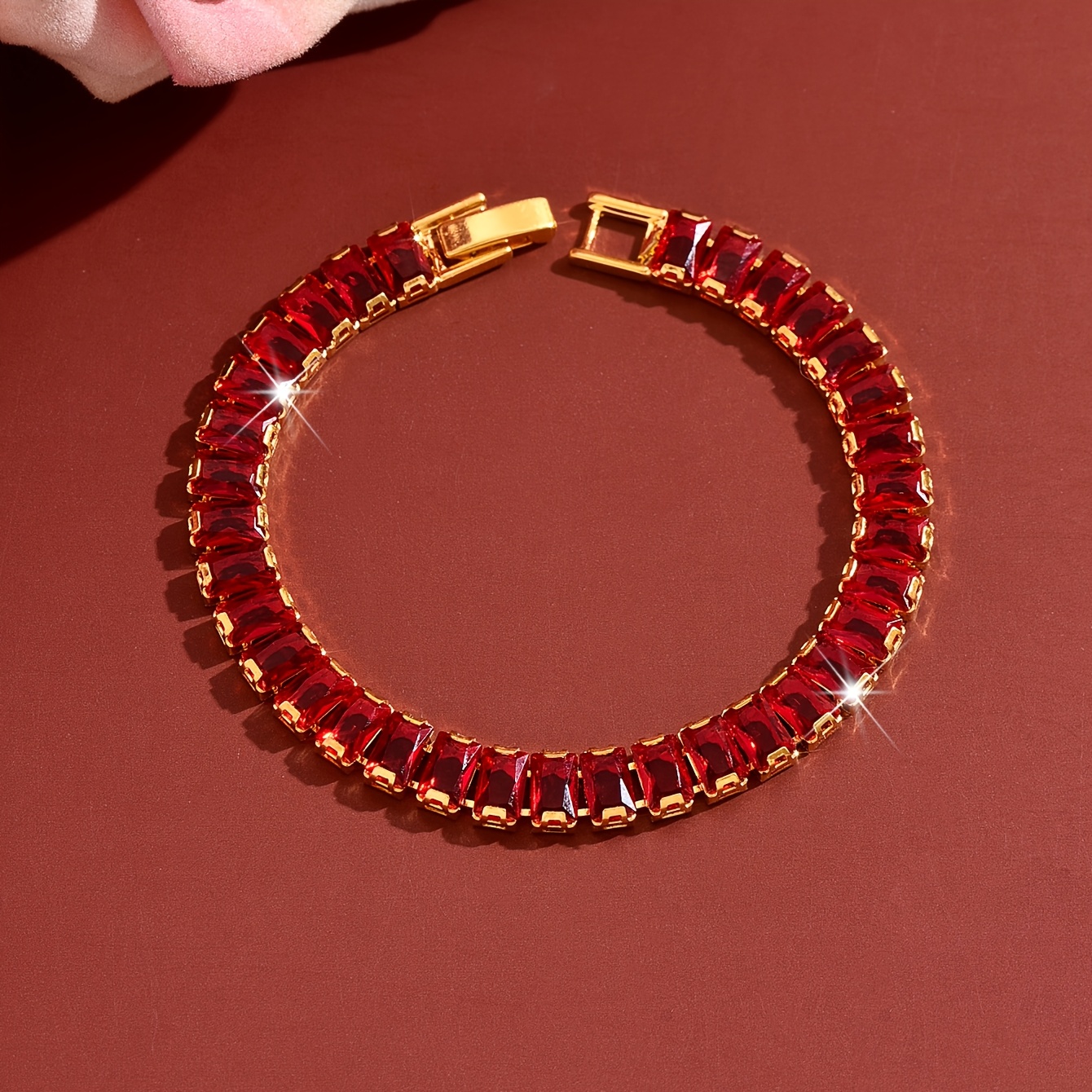 TEMU Bracelet carré unisexe, en cuivre, incrusté d'un motif rectangulaire, bracelet , luxe facile et léger, haut de gamme, convient pour les