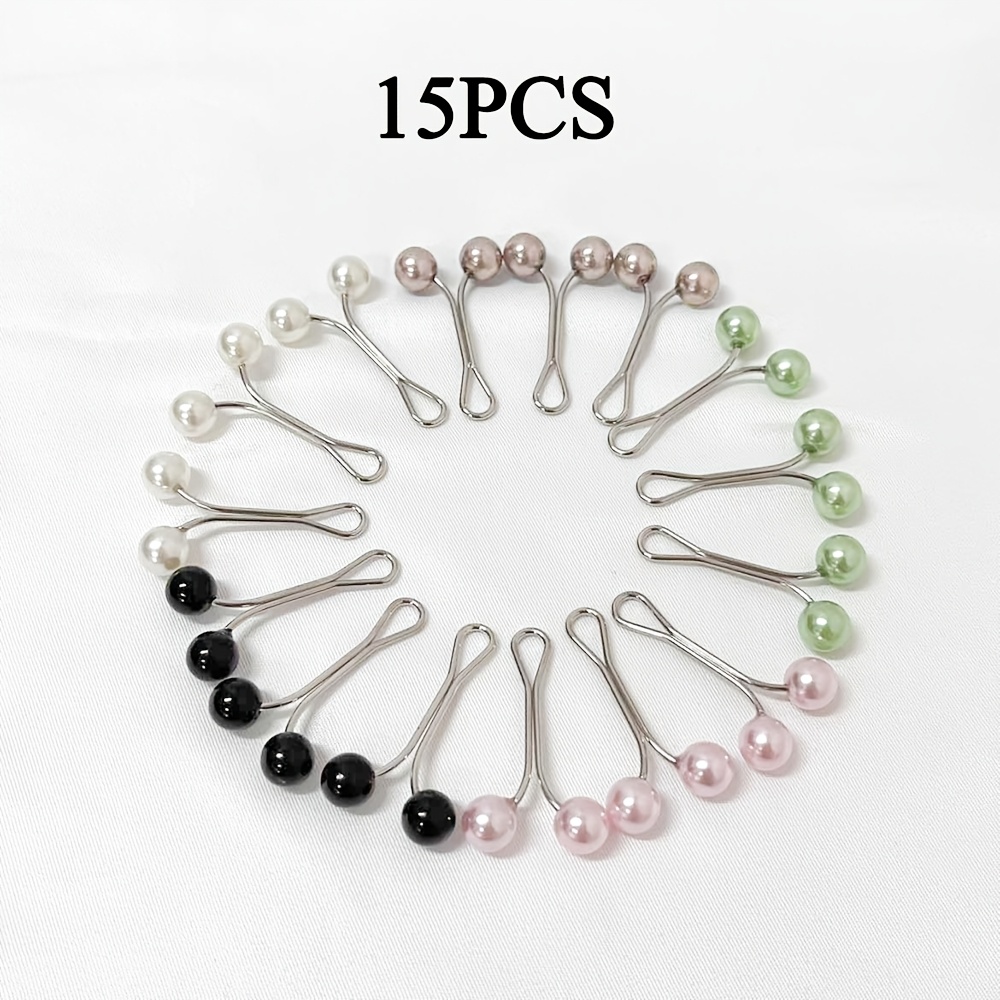 Image of 15pcs Sleeve Shortening Clips, Scarf Clips, Scarf/scarf Buckles, Headscarf Accessory Clips, Hem Hemming Fasteners, Women's Accessories
