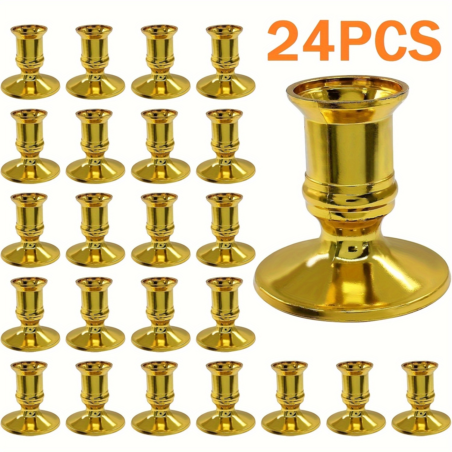 24-Pack Plastic Taper Candle Holders for Flameless Candles
