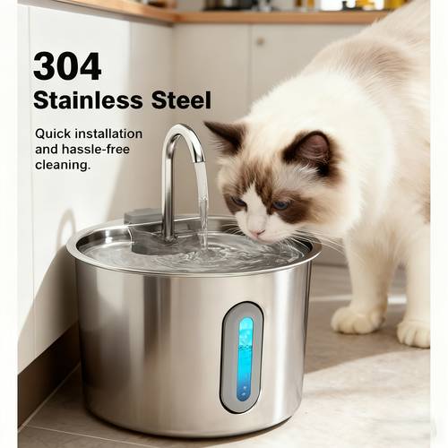 item picture stainless steel for cat water fountain 74oz 2 2l automatic pet water dispenser for water bpa free durable small animals homes for cat water fountain