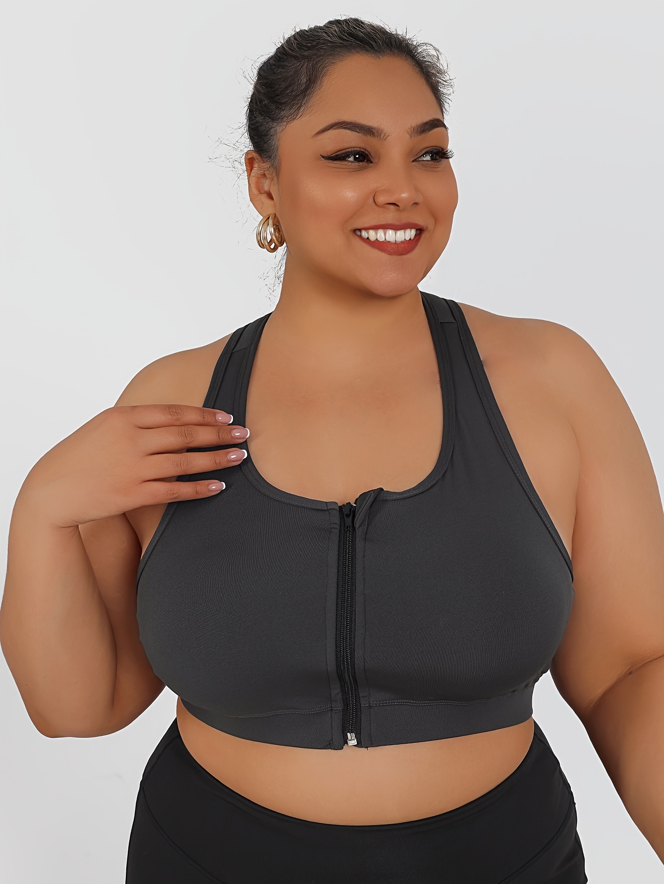 Women's High-Impact Sports Bra with Zipper Front Closure, Removable Pads & High-Elasticity Fabric - White Yoga Running Gym Bra for Workouts, Machine Washable, Strapless Push Up Bra, Workout Support, Backless Design, Durable Sports Wear