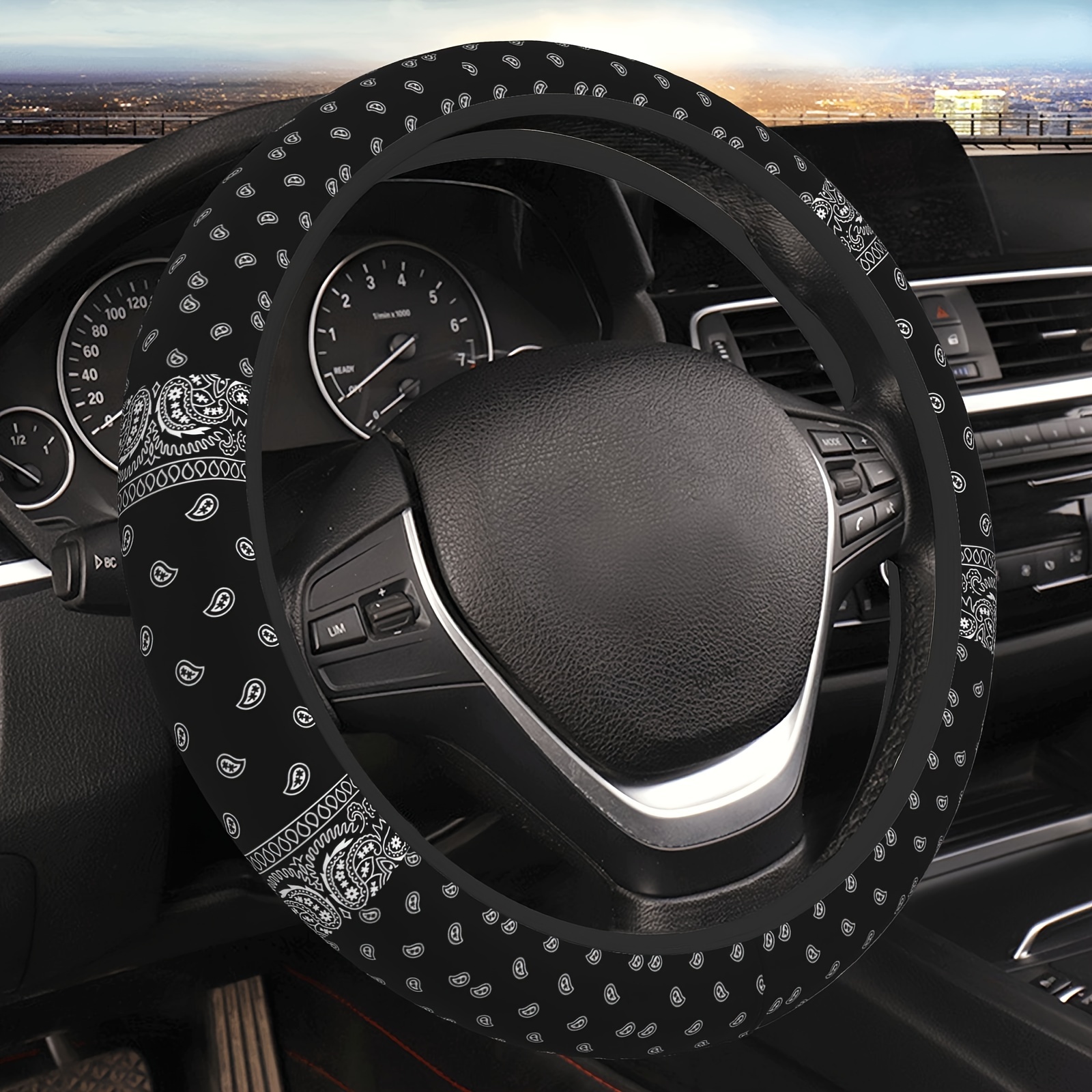 

Steering Wheel Cover - 15in/38cm, Chloroprene Rubber, Suitable For Most Car Brands - No