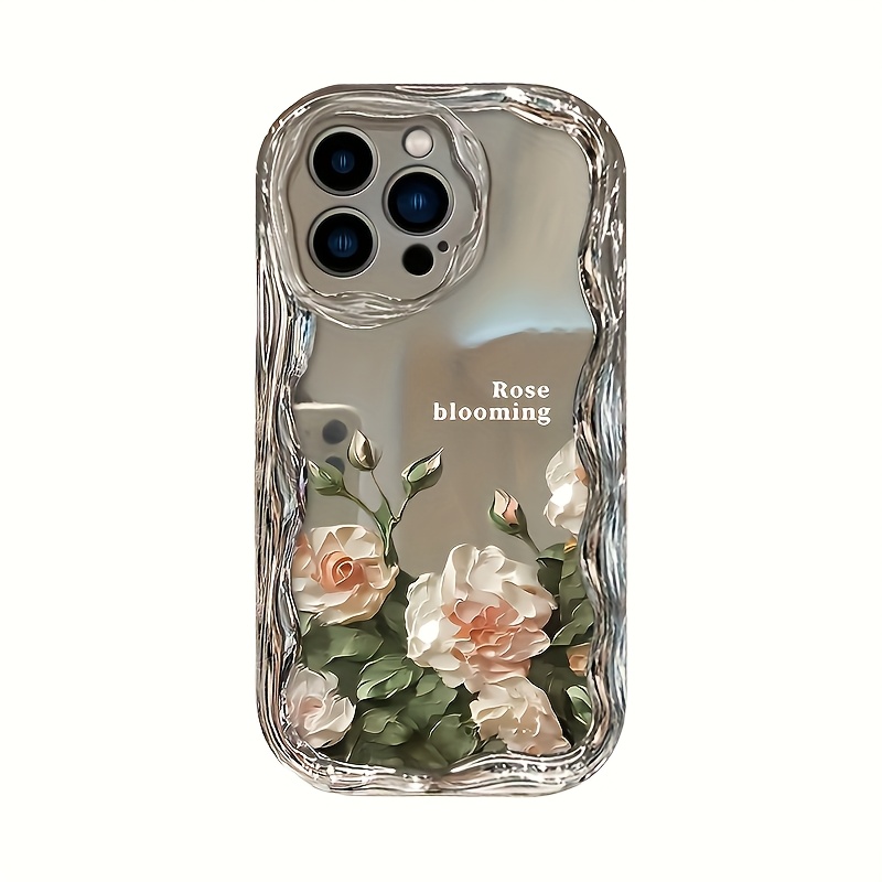 TEMU Phone Case - Fashion Luxury Floral Pattern Plated Phone Case, Shockproof Basic Protective Cover, Stylish Durable Full Coverage Anti-fall Case