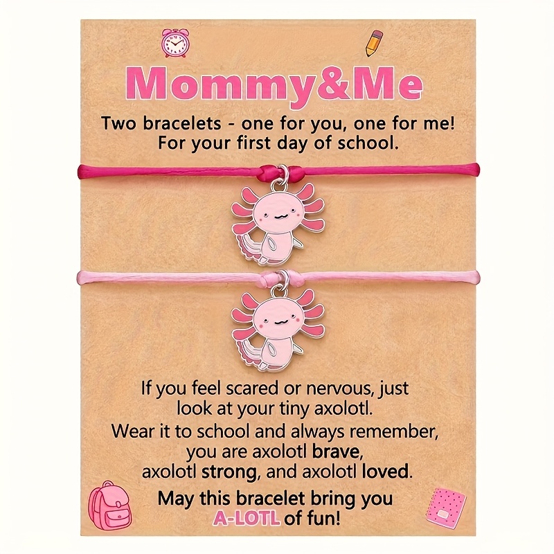 2 Adorable Pink Axolotl Pendant Bracelets With Adjustable Weaving, Ideal Gifts For Christmas, Halloween, Back-to-school, And Graduation For Mothers, Grandmothers, Sisters, , And