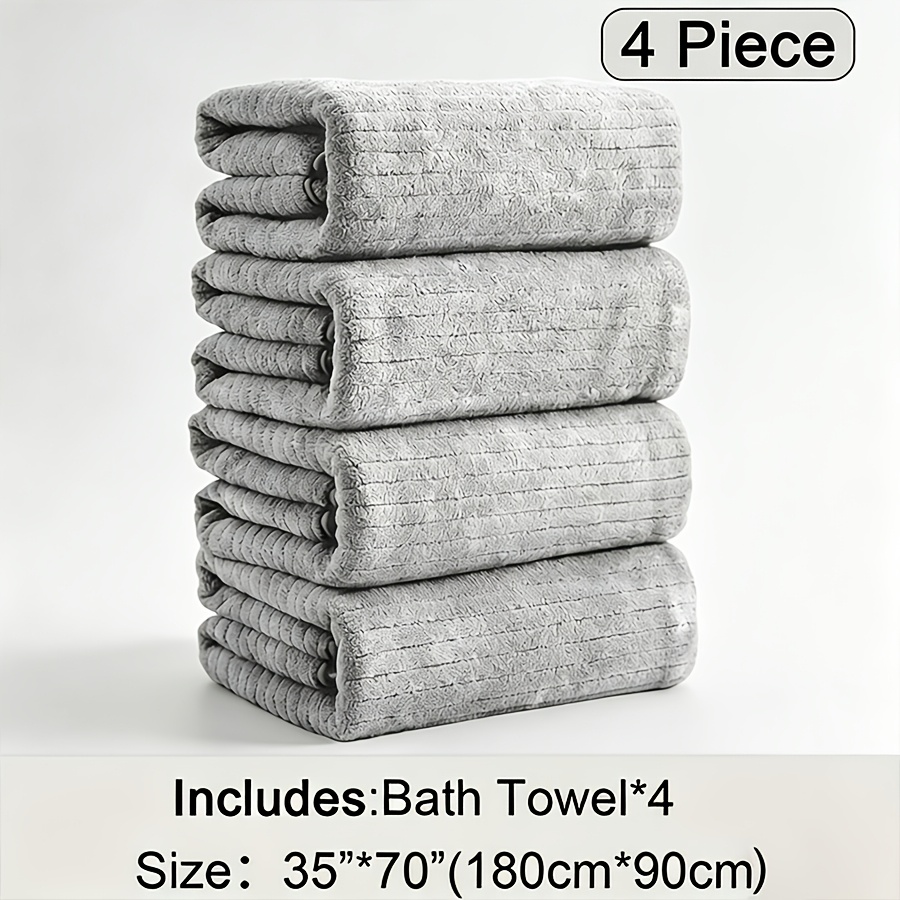 TEMU 4pcs Set Of Extra Large Microfiber Bath Towels, 180x90cm, , Quick-drying, Absorbent Towels, Fast-drying Shower Towels, Suitable For Adults, For