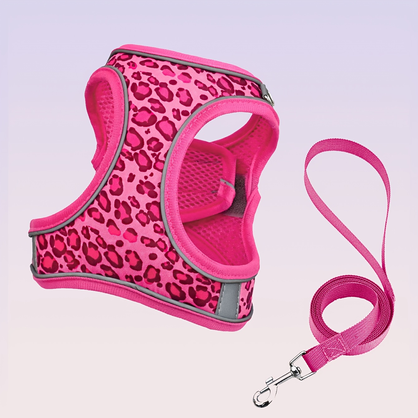 TEMU Dh009-leopard Print Pet Harness, Vest Harness With Breathable And Skin-friendly Mesh, 1.5-meter Leash, Lightweight Pet Harness For Small Medium
