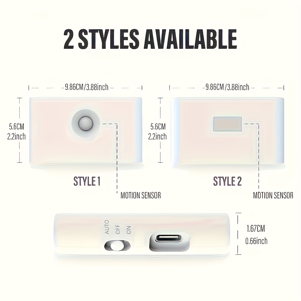 photo de l'article Ensemble de 2 veilleuses LED intelligentes à détecteur de mouvement, lampes murales magnétiques rechargeables par USB, veilleuse de placard à détecteur de mouvement, convient aux chambres, couloirs, armoires, cuisines et rideaux