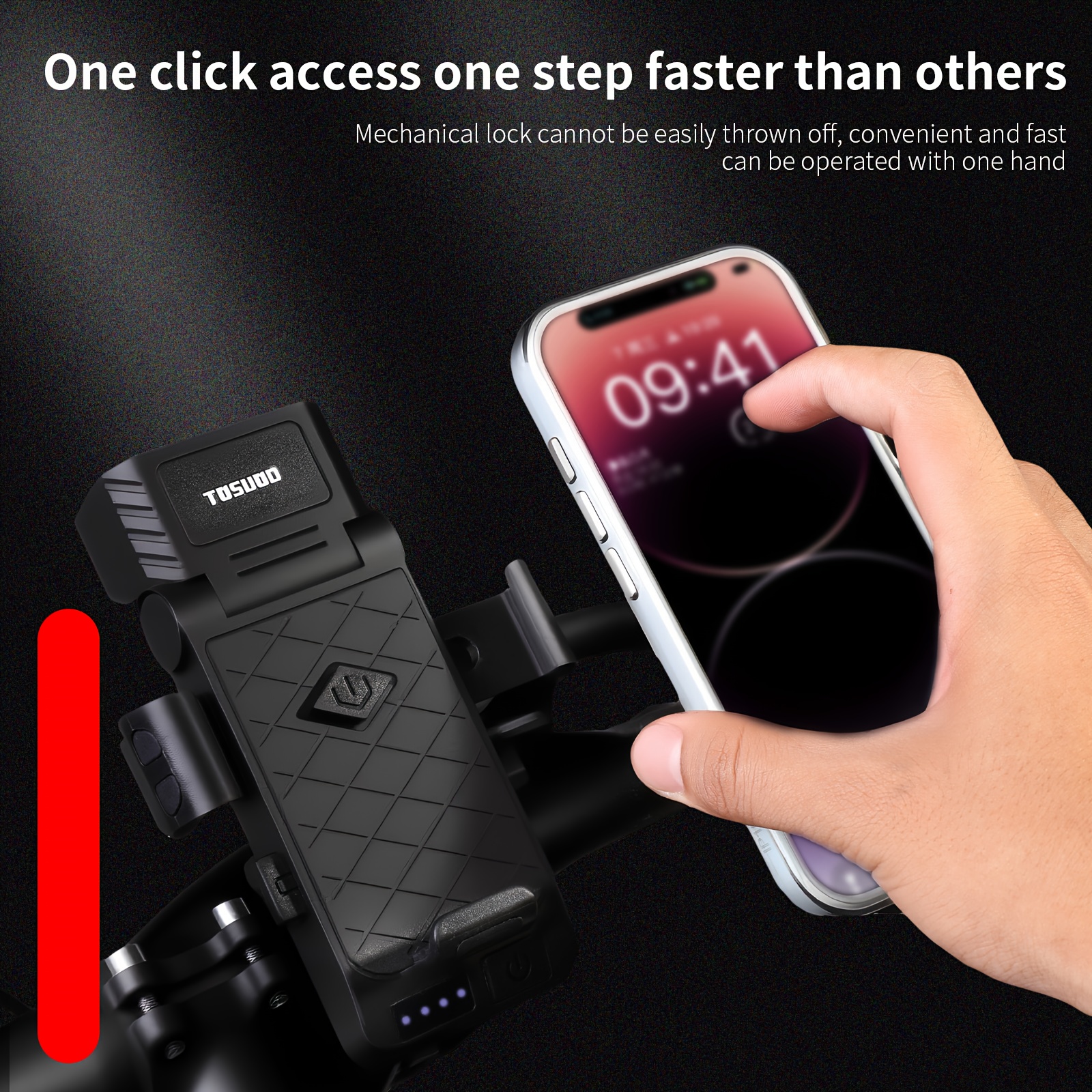 TOSUOD Mountain Bike Voorlichten met Hoorn, Draagbare Telefoonhouder, Oplaadbare Fietslicht, Fietsuitrusting, Fietslicht, Fietsaccessoire, Fietsaccessoire, Fietslicht Voor, Licht Voor Fiets, Fietsverlichting, Fietskoplamp, Fietsverlichting, Fietslamp, Voor Fietslamp, Fietsaccessoire Voor Fiets, Voor Fietslicht, Mountain Bike Accessoire, Voor Fietslicht, Krachtige Fietsverlichting