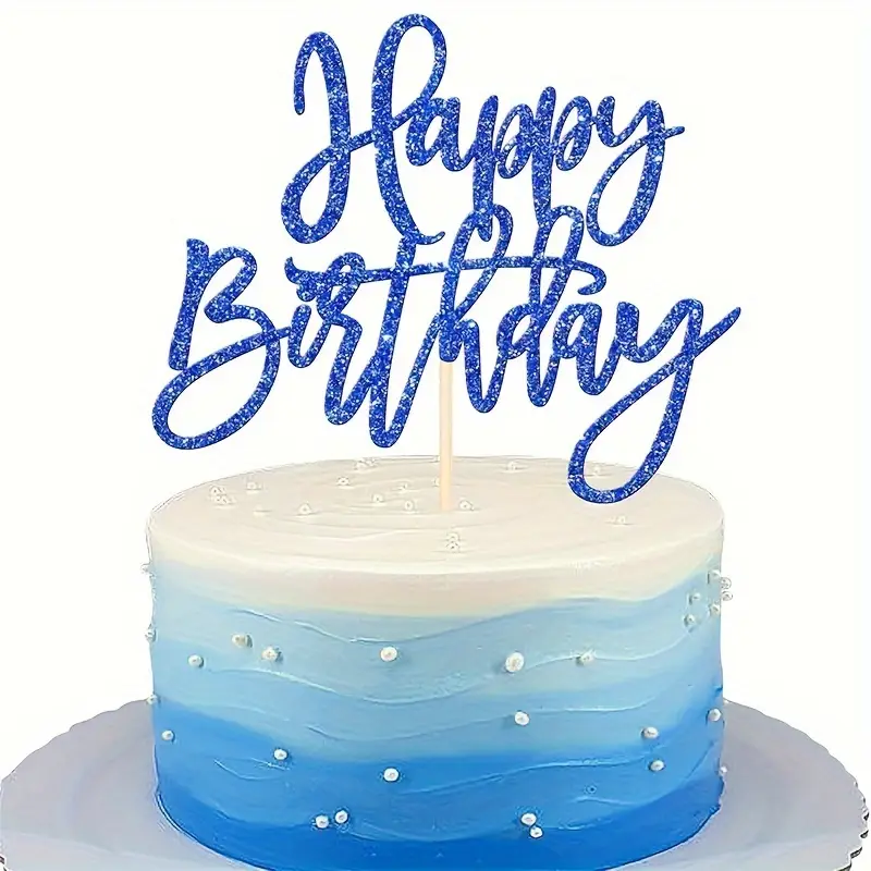 Décoration de gâteau bleue joyeux 19e anniversaire, 1 Décoration de gâteau bleue joyeux 19e anniversaire, 1