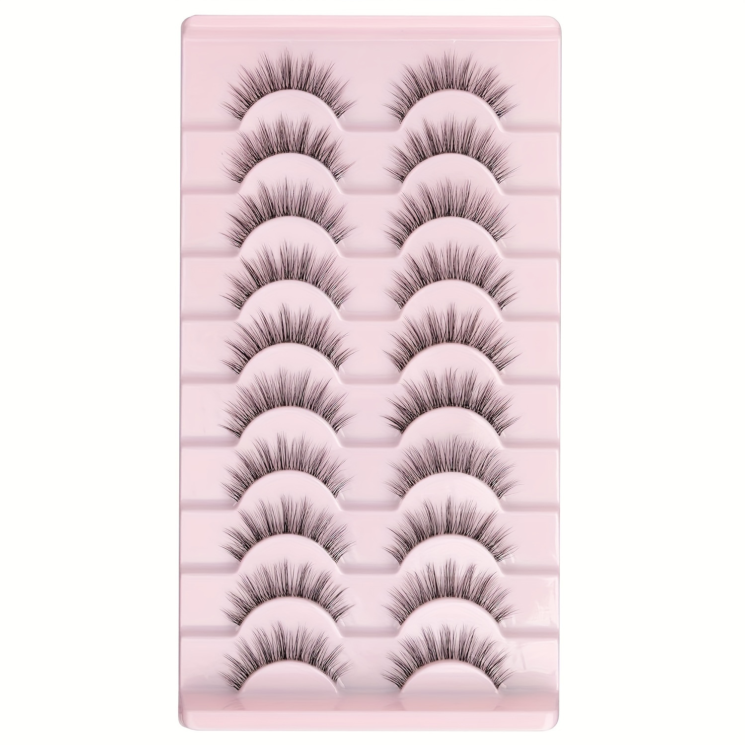 Image of 10 Pairs 3d False Eyelashes, Natural Look Lashes With Clear Band, 14mm Fake Eyelashes, Pack