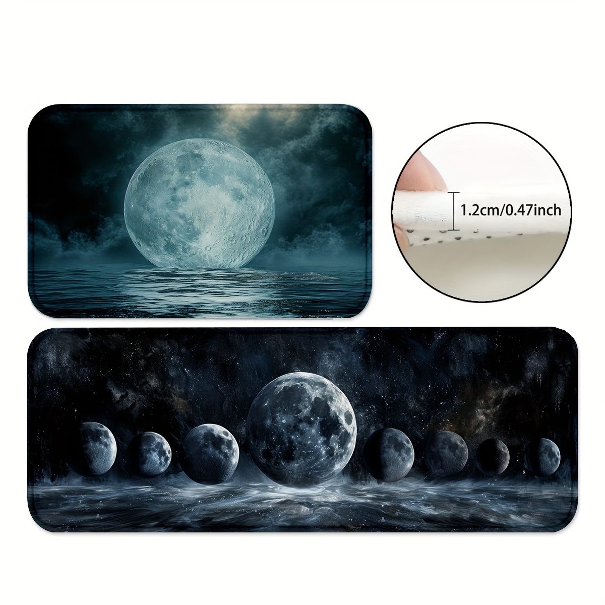 

1/2pcs, Moon Phase Kitchen Mats, Non-slip Backing Rugs, Water Absorbent Carpet For Playroom, Classroom, Bathroom, Dining Table, Kitchen