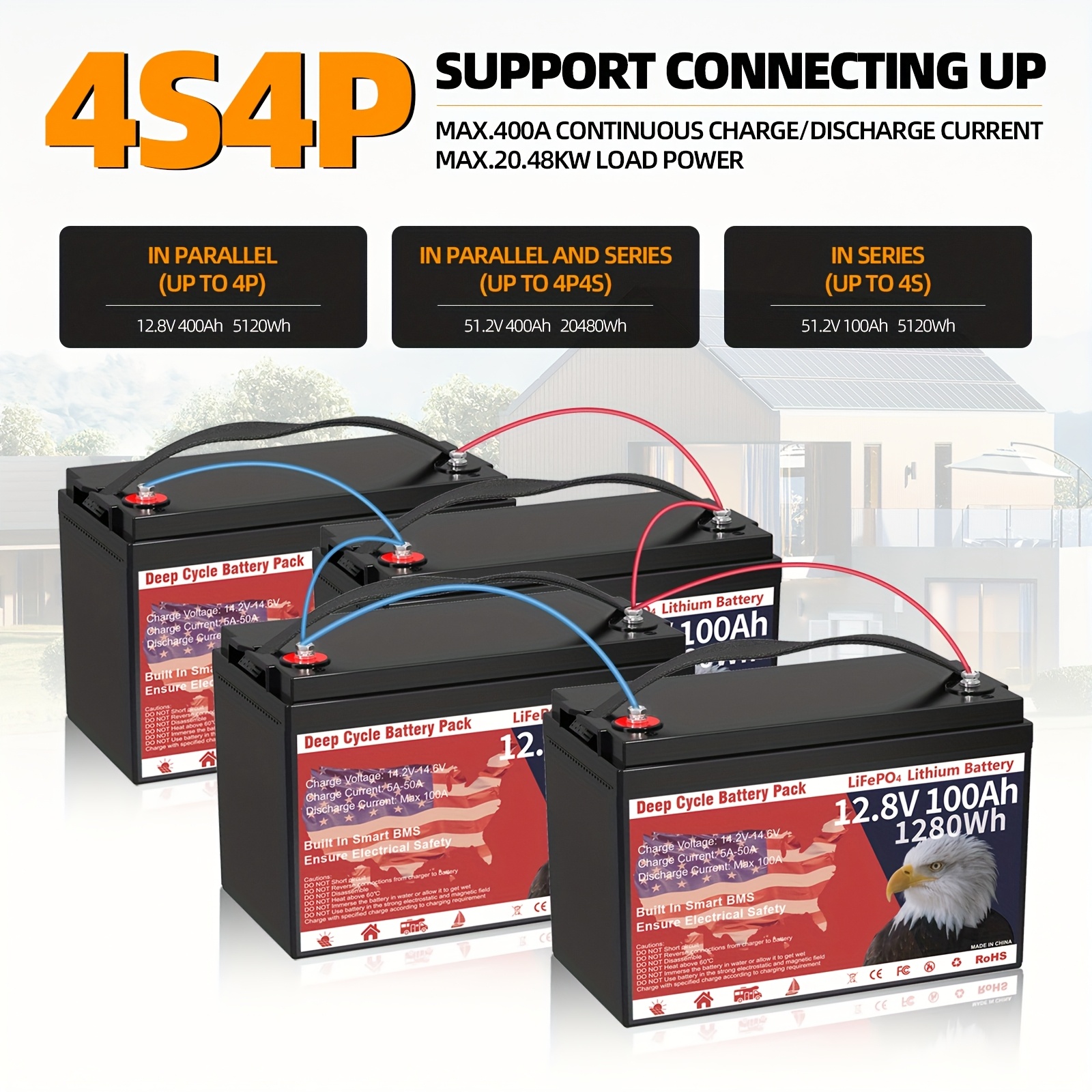 12 8v 100ah group 31 lifepo4 battery built in 100a bms - Temu