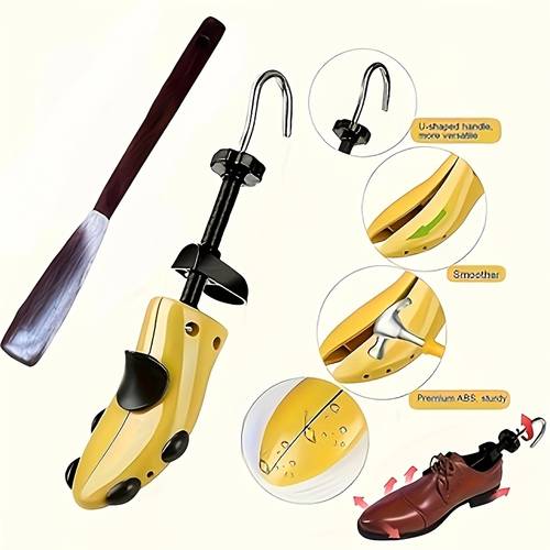 item picture a set of shoe stretchers designed for length and width adjustments adjustable shoe expanders feature four directional adjustments and are made from durable plastic ideal for shoe repairs resizing and
