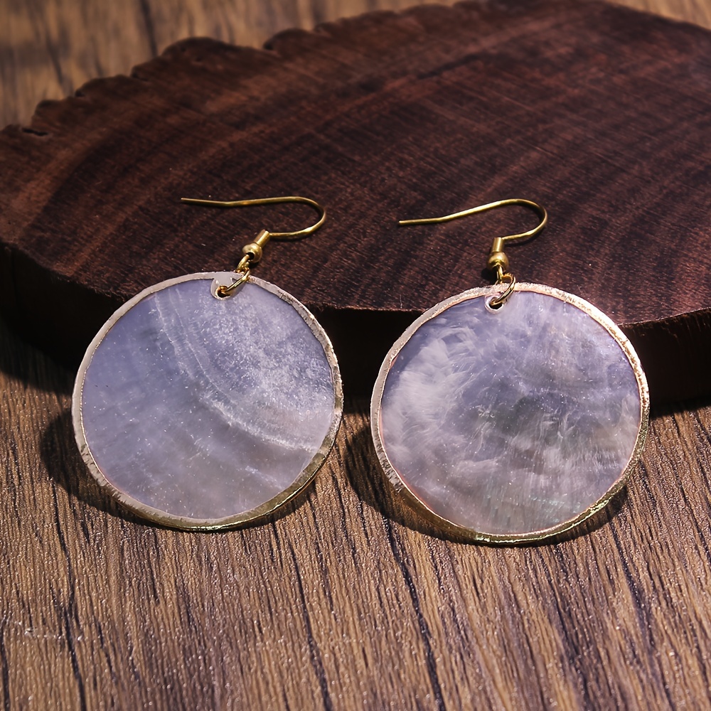 Artificial Shell Additions Round Plated Women's Fashion Earrings