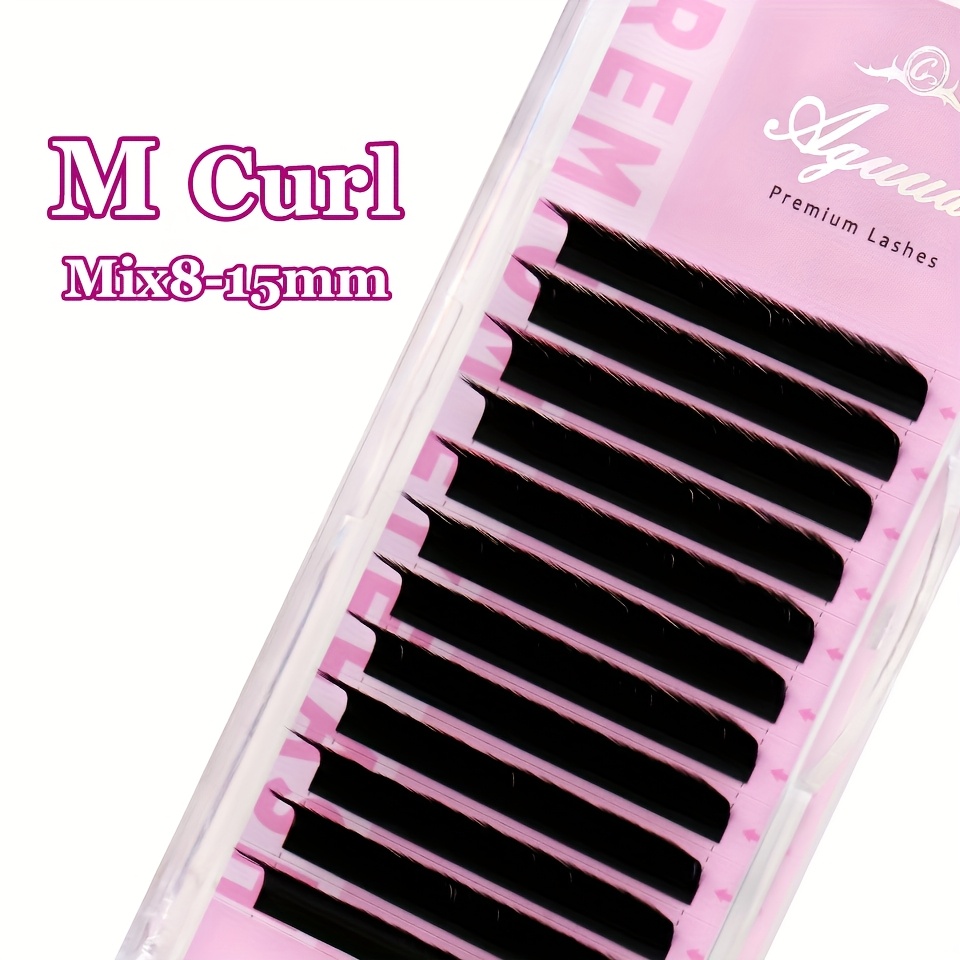 Aguud L M 8-15mm&mix 12 0.07mm Matte Trays Cat Eye Effect Loose Korean Pbt Makeup Individual False Eyelash Extensions