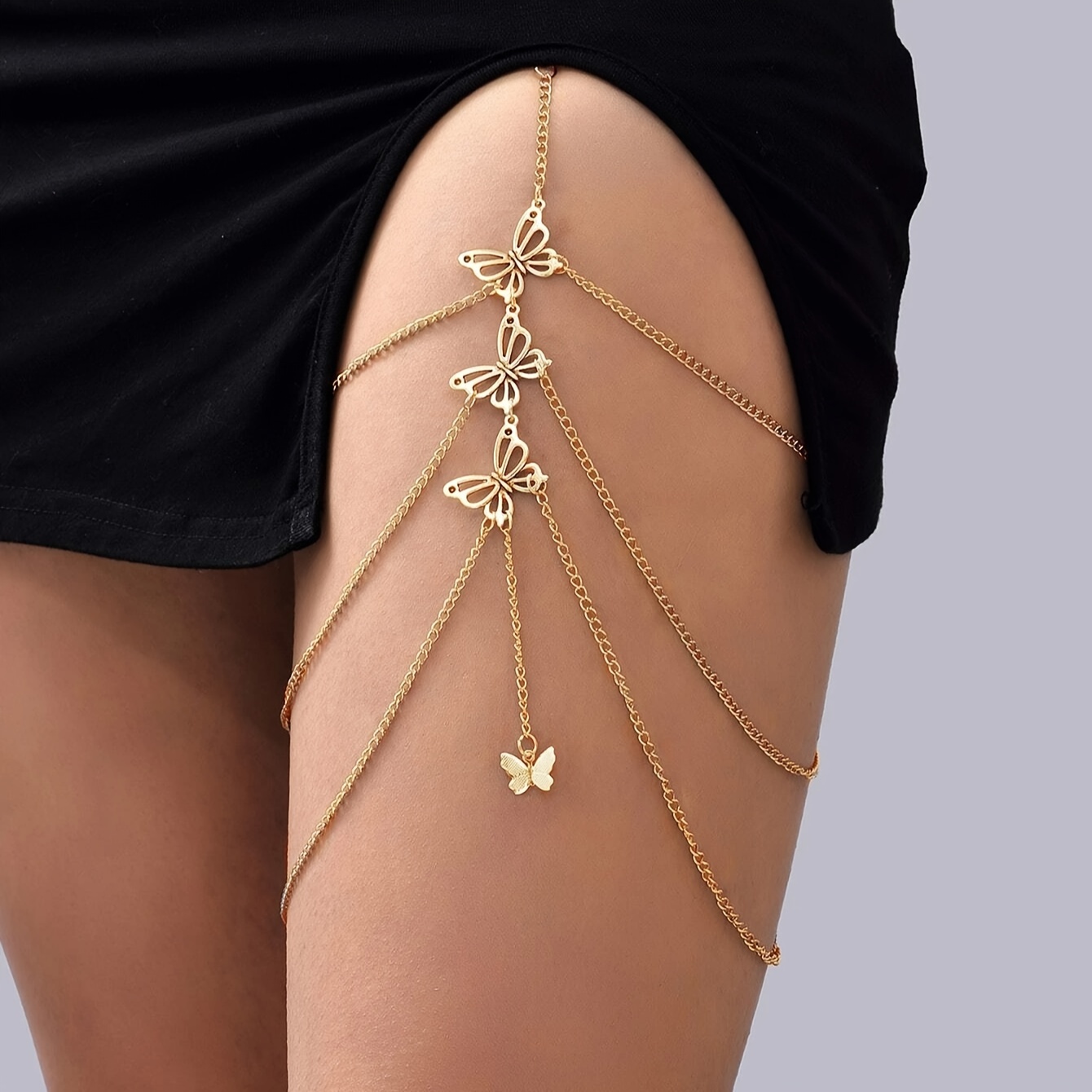 Butterfly Decor Layered Leg Chain Elastic Rope Thigh Chain - Temu