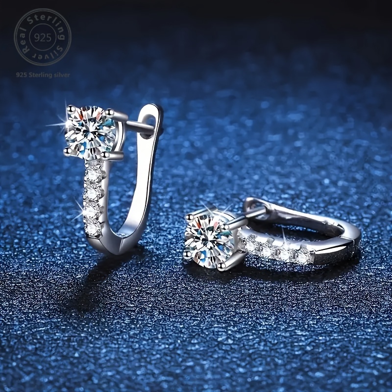 1 pair of exquisitely   925 sterling silvery 0 5 2 carat moissart 4 small diamond earrings wife anniversary gift birthday jewelry from a woman to a girlfriend valentines day mothers day gift gift box Product details 3