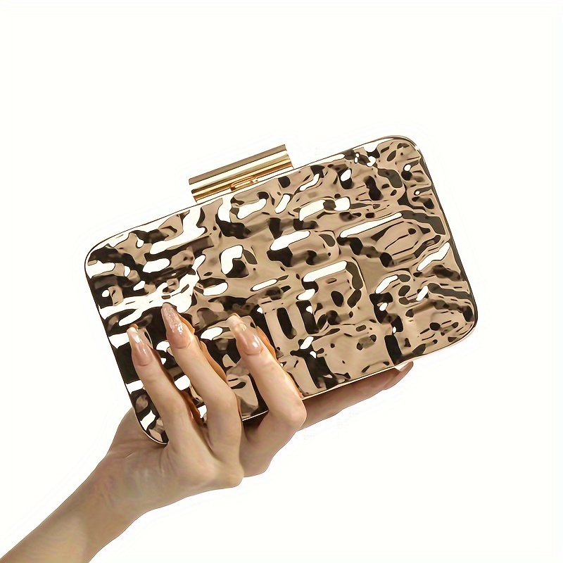 european style solid color metal crossbody box bag with sequin embellishment fashionable high end luxurious texture water resistant with removable strap and polyester lining fashion personalized golden and silver evening bag from guangzhou 1 piece details 4